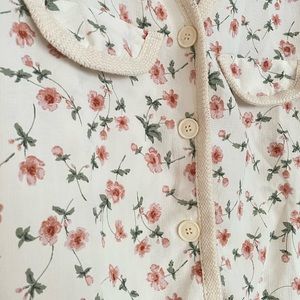 SHEIN Cream Floral Costal Cowgirl Button Top
